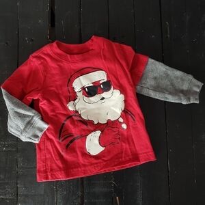 Carters Santa Shirt Long Sleeve Layered Red Grey